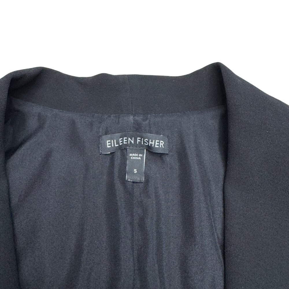 Eileen Fisher Women's Black Sleeveless 100% Silk Open Front Vest Jacket, Size S - Picture 5 of 7